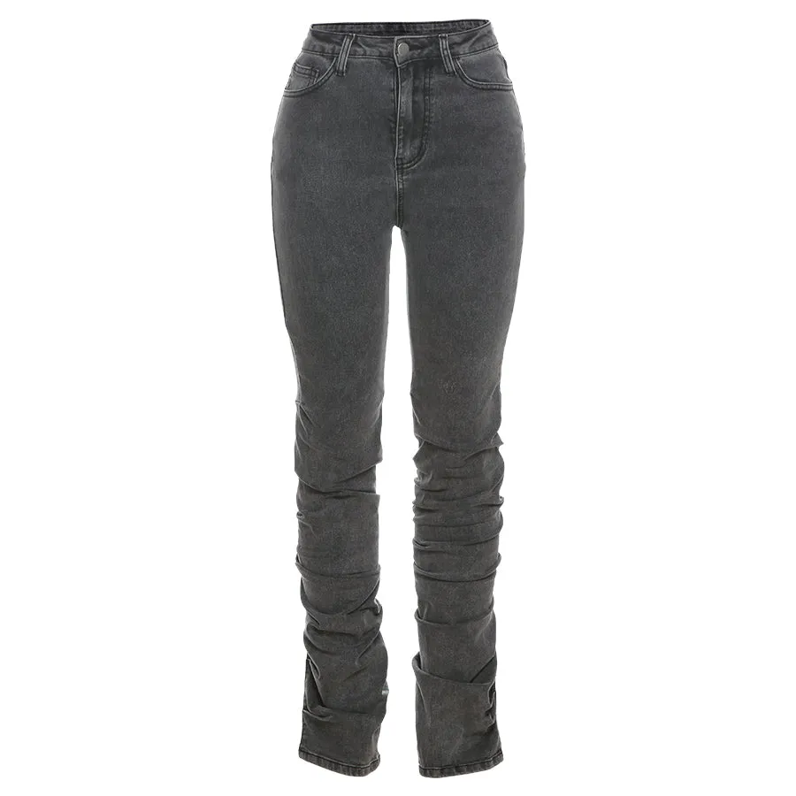 2023 Newest Design Slim Cotton Jeans Women's Pants With Stacked Women's Trousers