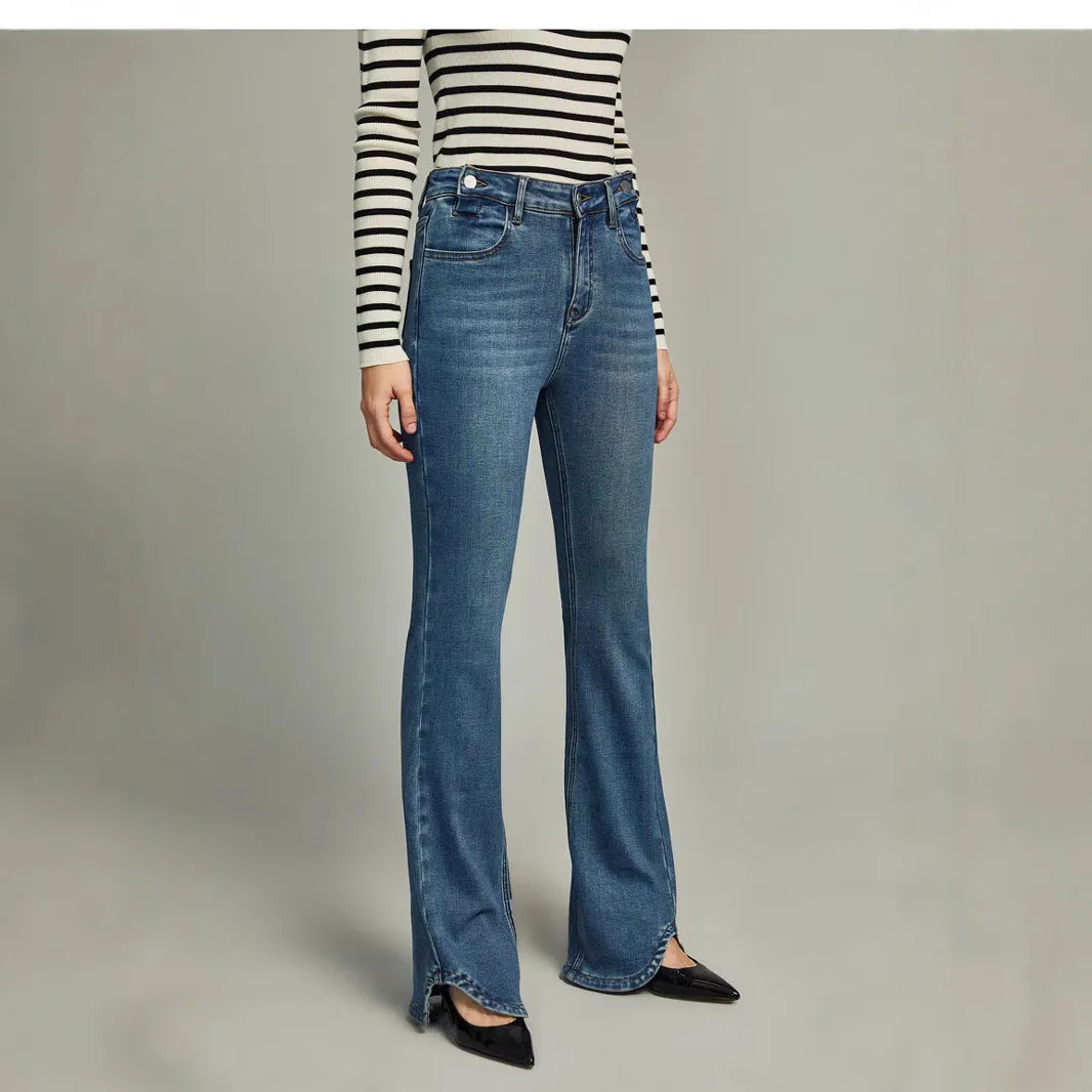 2025    New 2025n Versatile Speaker Jeans Black High Waist Skinny Straps Design Sense Fashion Casual Women's Trousers