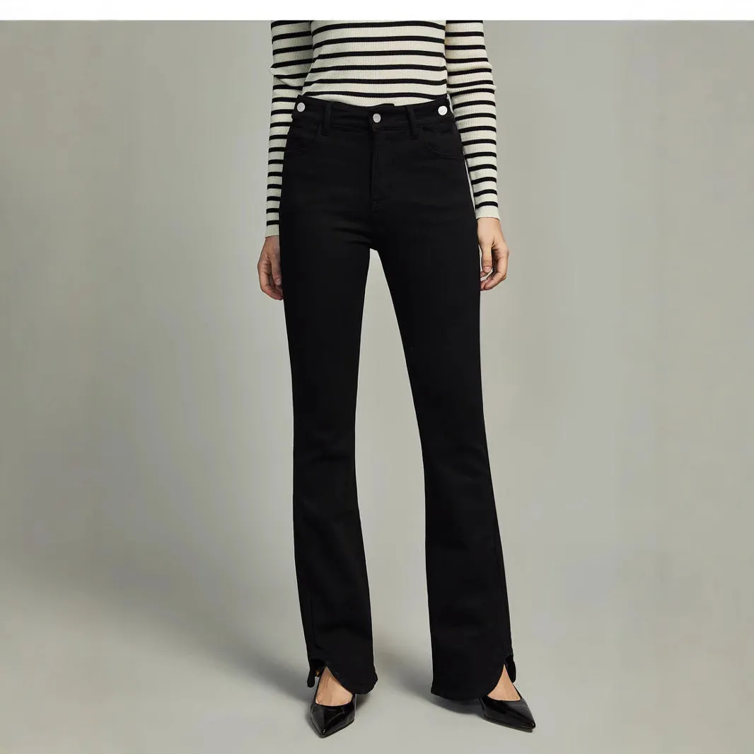 2025    New 2025n Versatile Speaker Jeans Black High Waist Skinny Straps Design Sense Fashion Casual Women's Trousers