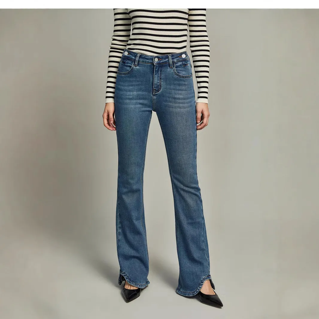 2025    New 2025n Versatile Speaker Jeans Black High Waist Skinny Straps Design Sense Fashion Casual Women's Trousers