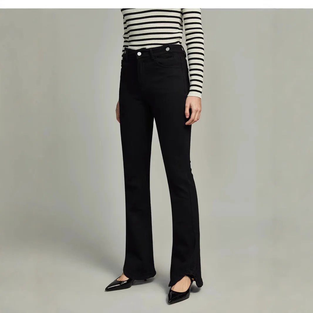 2025    New 2025n Versatile Speaker Jeans Black High Waist Skinny Straps Design Sense Fashion Casual Women's Trousers