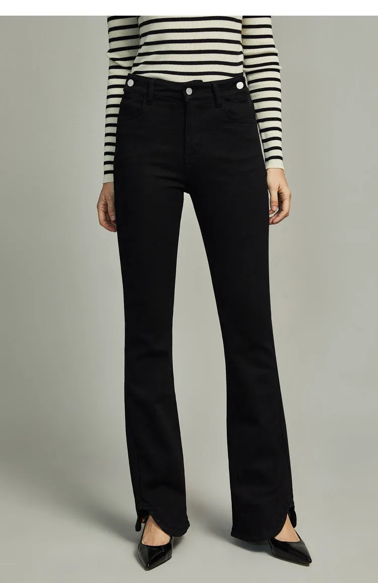 2025    New 2025n Versatile Speaker Jeans Black High Waist Skinny Straps Design Sense Fashion Casual Women's Trousers