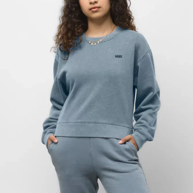 Concrete Wash Boxy Pullover Crew - Blue Mirage