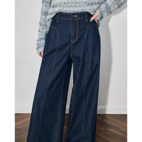 Customized high-waisted wide-leg pants spring new deconstruction hip-closing thin waist loose straight jeans women's trousers