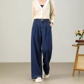 Customized summer high-waisted wide-leg pants, pear-shaped body gospel loose straight jeans, women's trousers