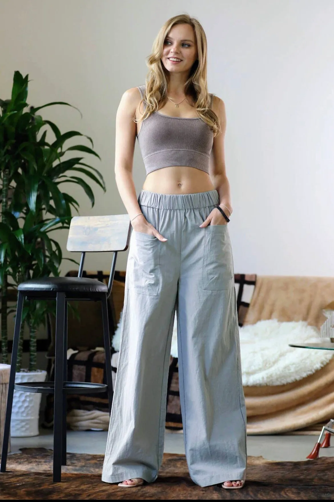 Find Your Place Ash Blue Wide Leg Pants