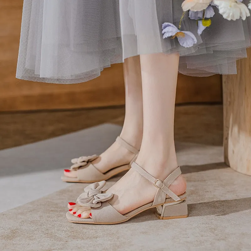 hulianfu  summer women's outerwear sandals ladies high heels bow design career and party wear Korean style casual shoes size 41-43