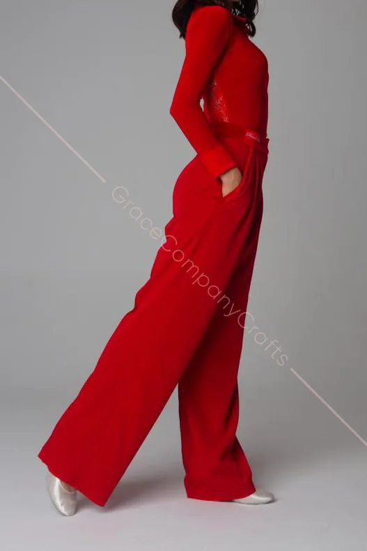 Red Tango Pants with Pintucks
