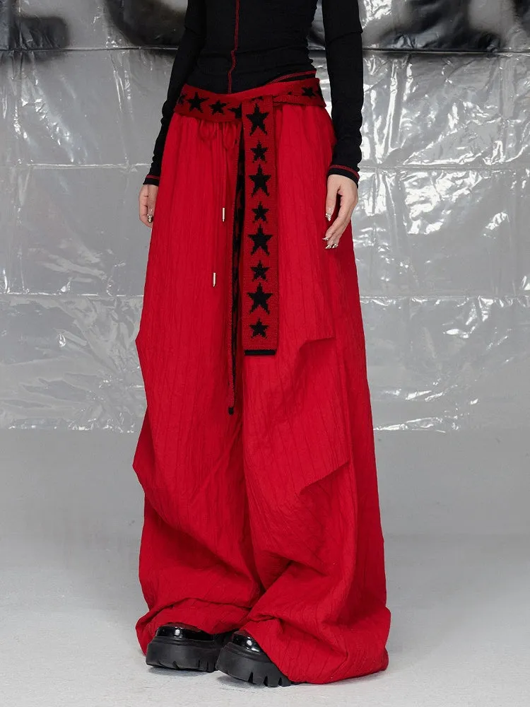 Red Wide-leg Cut Pants