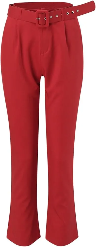 Two-Piece Women's Trousers with Belt Suit Two Piece Set    B100659
