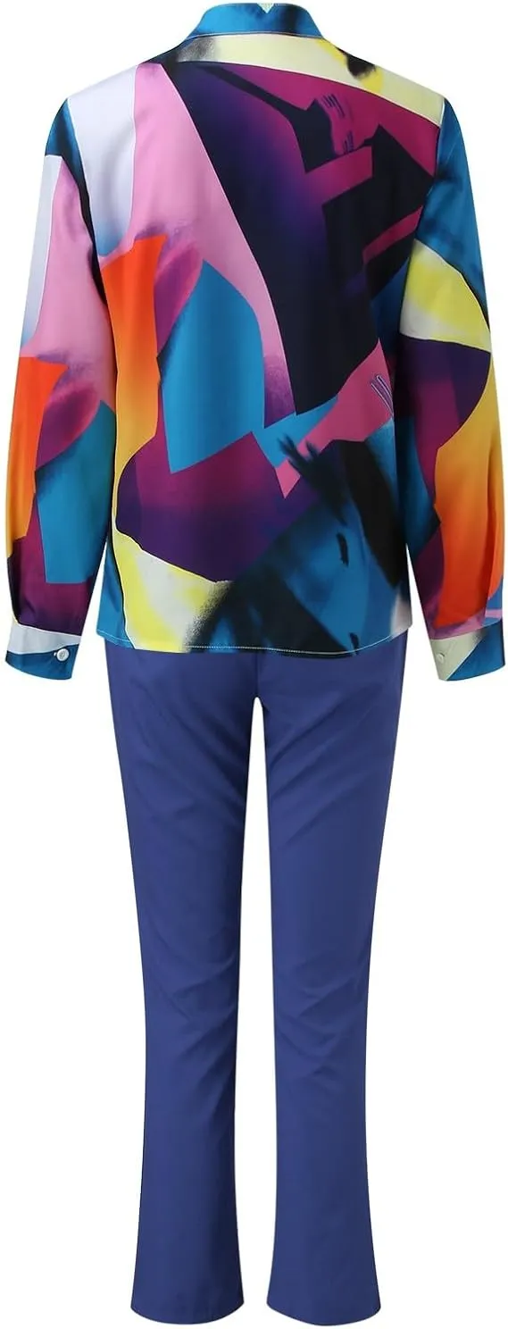 Women's Two-Piece Trousers with Belt Suit Set 42023 XL
